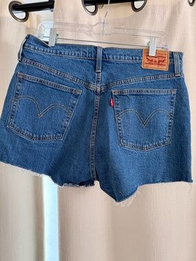 Levi's Dark Blue Denim Cutoff Shorts with Frayed Hem